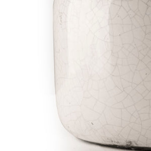 Zentique Distressed Crackle White Vase with Antique Glazed Finish, 9" Rustic Ceramic Decor for Mantel/Tabletop 5914M