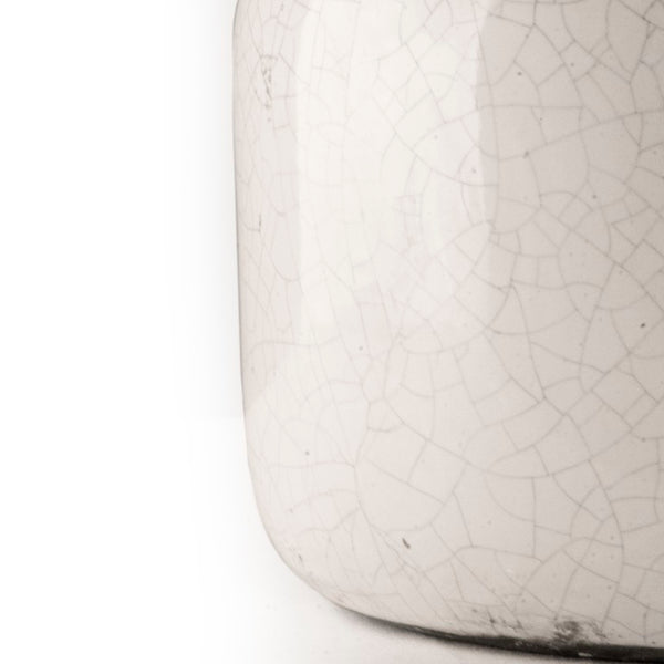 Zentique Distressed Crackle White Vase with Antique Glazed Finish, 9" Rustic Ceramic Decor for Mantel/Tabletop 5914M