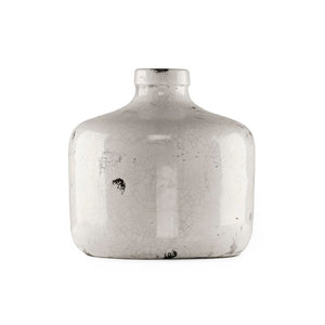 Zentique Distressed Crackle White Vase with Antique Glazed Finish, 9" Rustic Ceramic Decor for Mantel/Tabletop 5914M