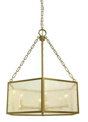 Framburg 6-light Geometric Brushed Brass Mila Dining Chandelier With Seedy Glass, Handmade In The Usa Brushed Brass Metal 5915 Br