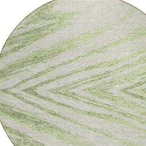 Homeroots 3' Artichoke Green And Gray Abstract Washable Area Rug For Indoor And Outdoor Spaces, Durable Design 8' Round Polyester 591503
