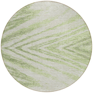 Homeroots 3' Artichoke Green And Gray Abstract Washable Area Rug For Indoor And Outdoor Spaces, Durable Design 8' Round Polyester 591503