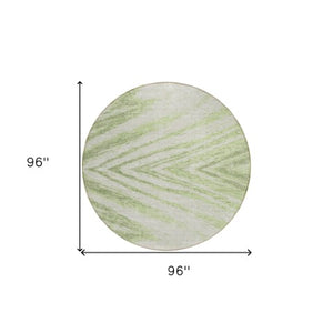 Homeroots 3' Artichoke Green And Gray Abstract Washable Area Rug For Indoor And Outdoor Spaces, Durable Design 8' Round Polyester 591503