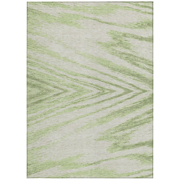 Homeroots 3' Artichoke Green And Gray Abstract Washable Area Rug For Indoor And Outdoor Spaces, Durable Design 8' X 10' Polyester 591504