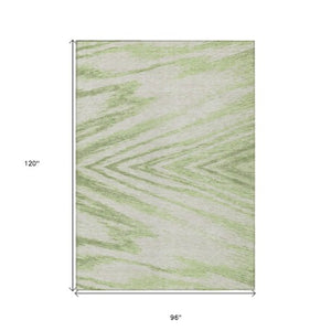 Homeroots 3' Artichoke Green And Gray Abstract Washable Area Rug For Indoor And Outdoor Spaces, Durable Design 8' X 10' Polyester 591504
