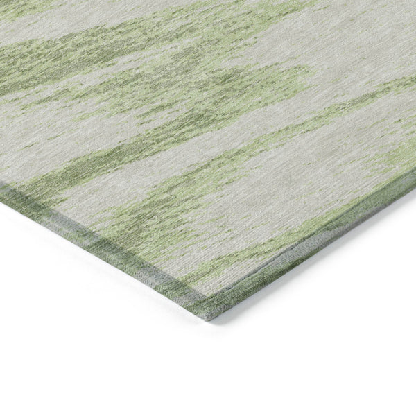 Homeroots 3' Artichoke Green And Gray Abstract Washable Area Rug For Indoor And Outdoor Spaces, Durable Design 10' X 14' Polyester 591506