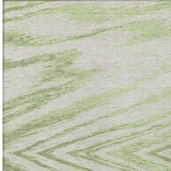 Homeroots 3' Artichoke Green And Gray Abstract Washable Area Rug For Indoor And Outdoor Spaces, Durable Design 10' X 14' Polyester 591506
