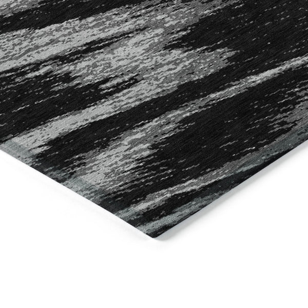 Homeroots 3' Artichoke Green And Gray Abstract Washable Area Rug For Indoor And Outdoor Spaces, Durable Design 5' X 8' Polyester 591508