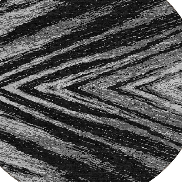 Homeroots 3' Artichoke Green And Gray Abstract Washable Area Rug For Indoor And Outdoor Spaces, Durable Design 8' Round Polyester 591509