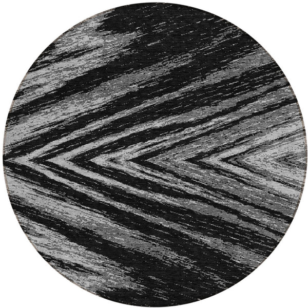 Homeroots 3' Artichoke Green And Gray Abstract Washable Area Rug For Indoor And Outdoor Spaces, Durable Design 8' Round Polyester 591509