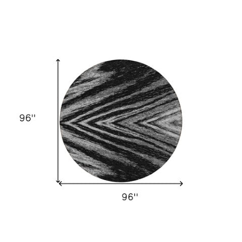 Homeroots 3' Artichoke Green And Gray Abstract Washable Area Rug For Indoor And Outdoor Spaces, Durable Design 8' Round Polyester 591509