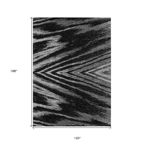 Homeroots 3' Artichoke Green And Gray Abstract Washable Area Rug For Indoor And Outdoor Spaces, Durable Design 10' X 14' Polyester 591512