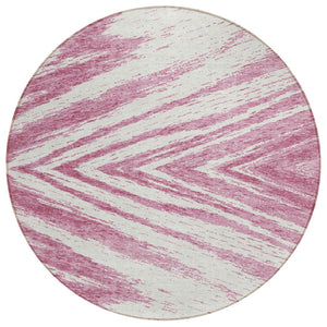 HomeRoots 5' Blush and Ivory Abstract Washable Area Rug for Indoor and Outdoor Use - Durable, Stylish Comfort 8' Round 591515