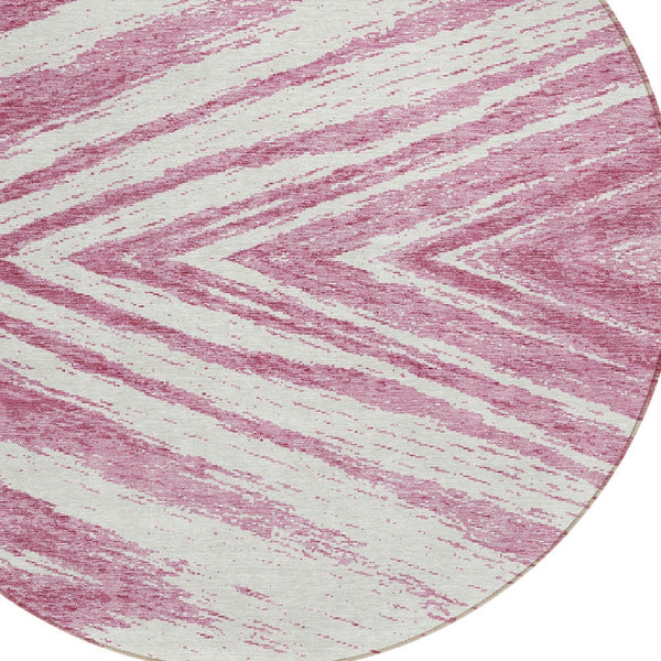 Homeroots 3' Artichoke Green And Gray Abstract Washable Area Rug For Indoor And Outdoor Spaces, Durable Design 8' Round Polyester 591515