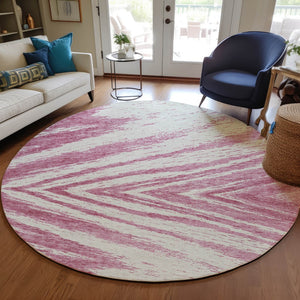 Homeroots 3' Artichoke Green And Gray Abstract Washable Area Rug For Indoor And Outdoor Spaces, Durable Design 8' Round Polyester 591515