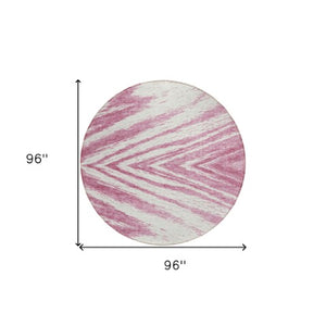 Homeroots 3' Artichoke Green And Gray Abstract Washable Area Rug For Indoor And Outdoor Spaces, Durable Design 8' Round Polyester 591515