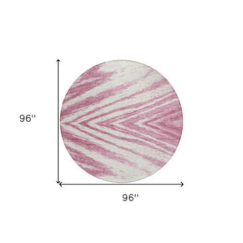 Homeroots 3' Artichoke Green And Gray Abstract Washable Area Rug For Indoor And Outdoor Spaces, Durable Design 8' Round Polyester 591515