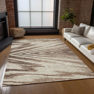 Homeroots 3' Artichoke Green And Gray Abstract Washable Area Rug For Indoor And Outdoor Spaces, Durable Design 3' X 5' Polyester 591519