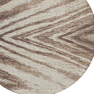 Homeroots 3' Artichoke Green And Gray Abstract Washable Area Rug For Indoor And Outdoor Spaces, Durable Design 8' Round Polyester 591521