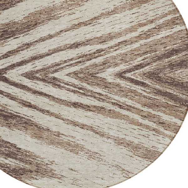 Homeroots 3' Artichoke Green And Gray Abstract Washable Area Rug For Indoor And Outdoor Spaces, Durable Design 8' Round Polyester 591521