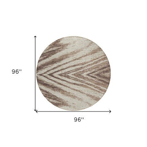 Homeroots 3' Artichoke Green And Gray Abstract Washable Area Rug For Indoor And Outdoor Spaces, Durable Design 8' Round Polyester 591521