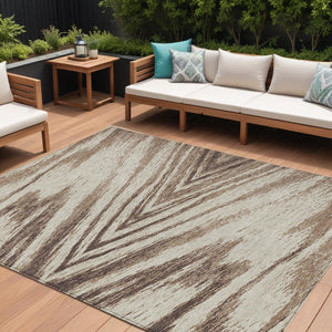 Homeroots 3' Artichoke Green And Gray Abstract Washable Area Rug For Indoor And Outdoor Spaces, Durable Design 8' X 10' Polyester 591522