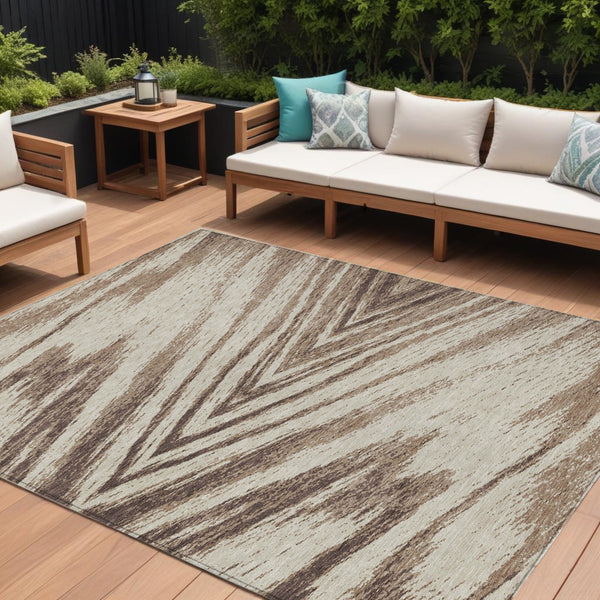 Homeroots 3' Artichoke Green And Gray Abstract Washable Area Rug For Indoor And Outdoor Spaces, Durable Design 9' X 12' Polyester 591523