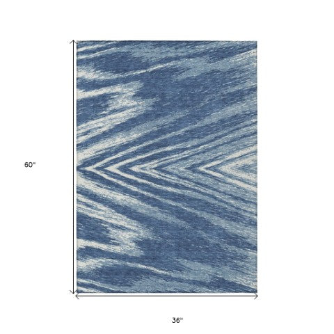 Homeroots 3' Artichoke Green And Gray Abstract Washable Area Rug For Indoor And Outdoor Spaces, Durable Design 3' X 5' Polyester 591525