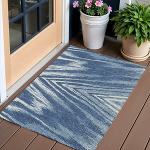 Homeroots 3' Artichoke Green And Gray Abstract Washable Area Rug For Indoor And Outdoor Spaces, Durable Design 3' X 5' Polyester 591525