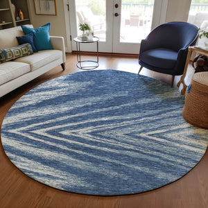 Homeroots 3' Artichoke Green And Gray Abstract Washable Area Rug For Indoor And Outdoor Spaces, Durable Design 8' Round Polyester 591527