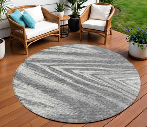 Homeroots 3' Artichoke Green And Gray Abstract Washable Area Rug For Indoor And Outdoor Spaces, Durable Design 8' Round Polyester 591533
