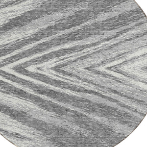 Homeroots 3' Artichoke Green And Gray Abstract Washable Area Rug For Indoor And Outdoor Spaces, Durable Design 8' Round Polyester 591533