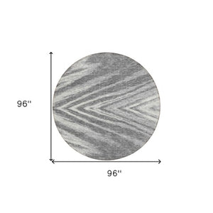 Homeroots 3' Artichoke Green And Gray Abstract Washable Area Rug For Indoor And Outdoor Spaces, Durable Design 8' Round Polyester 591533