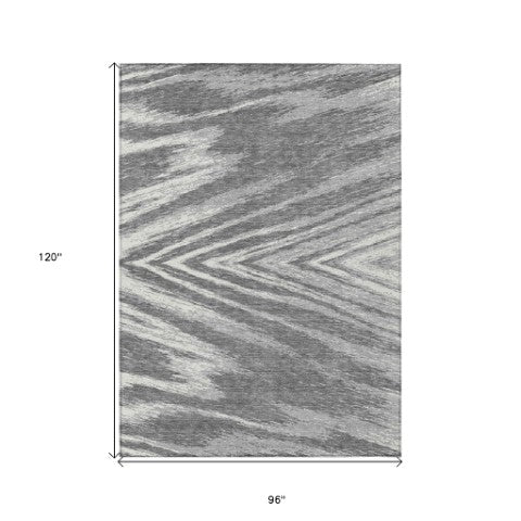 Homeroots 3' Artichoke Green And Gray Abstract Washable Area Rug For Indoor And Outdoor Spaces, Durable Design 8' X 10' Polyester 591534