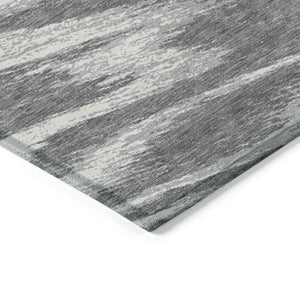 Homeroots 3' Artichoke Green And Gray Abstract Washable Area Rug For Indoor And Outdoor Spaces, Durable Design 8' X 10' Polyester 591534