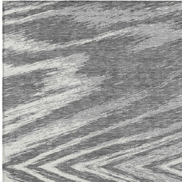 Homeroots 3' Artichoke Green And Gray Abstract Washable Area Rug For Indoor And Outdoor Spaces, Durable Design 8' X 10' Polyester 591534