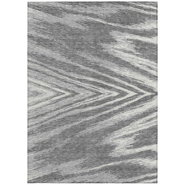 Homeroots 3' Artichoke Green And Gray Abstract Washable Area Rug For Indoor And Outdoor Spaces, Durable Design 10' X 14' Polyester 591536