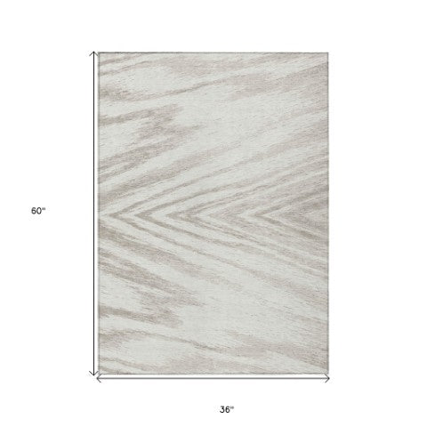 Homeroots 3' Artichoke Green And Gray Abstract Washable Area Rug For Indoor And Outdoor Spaces, Durable Design 3' X 5' Polyester 591537