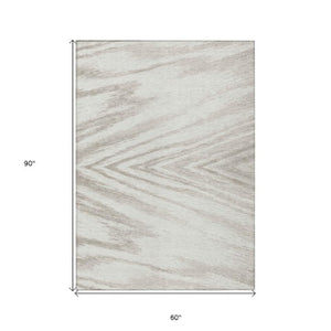 Homeroots 3' Artichoke Green And Gray Abstract Washable Area Rug For Indoor And Outdoor Spaces, Durable Design 5' X 8' Polyester 591538