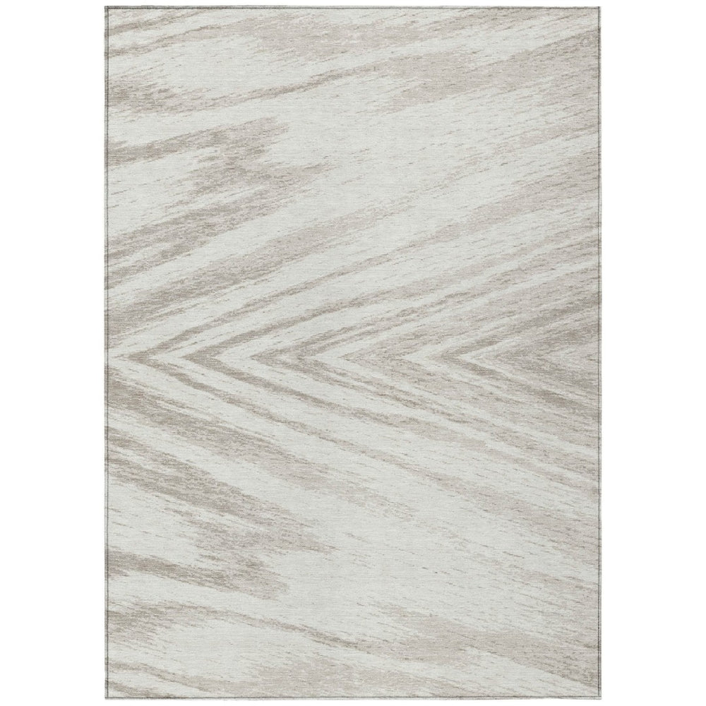 HomeRoots 5' Ivory and Beige Abstract Area Rug - Durable, Washable Design for Indoor and Outdoor Spaces 5' X 8' 591538