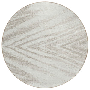 HomeRoots 5' Ivory and Beige Abstract Area Rug - Durable, Washable Design for Indoor and Outdoor Spaces 8' Round 591539