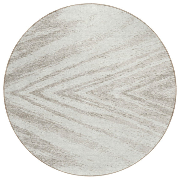 HomeRoots 5' Ivory and Beige Abstract Area Rug - Durable, Washable Design for Indoor and Outdoor Spaces 8' Round 591539