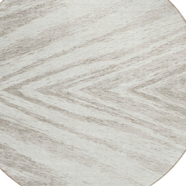 Homeroots 3' Artichoke Green And Gray Abstract Washable Area Rug For Indoor And Outdoor Spaces, Durable Design 8' Round Polyester 591539