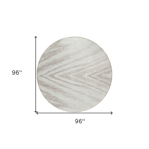 Homeroots 3' Artichoke Green And Gray Abstract Washable Area Rug For Indoor And Outdoor Spaces, Durable Design 8' Round Polyester 591539