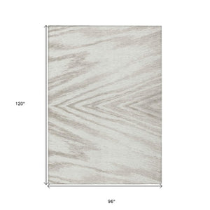 Homeroots 3' Artichoke Green And Gray Abstract Washable Area Rug For Indoor And Outdoor Spaces, Durable Design 8' X 10' Polyester 591540