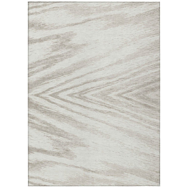 HomeRoots 5' Ivory and Beige Abstract Area Rug - Durable, Washable Design for Indoor and Outdoor Spaces 10' X 14' 591542