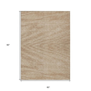 Homeroots 3' Artichoke Green And Gray Abstract Washable Area Rug For Indoor And Outdoor Spaces, Durable Design 5' X 8' Polyester 591544