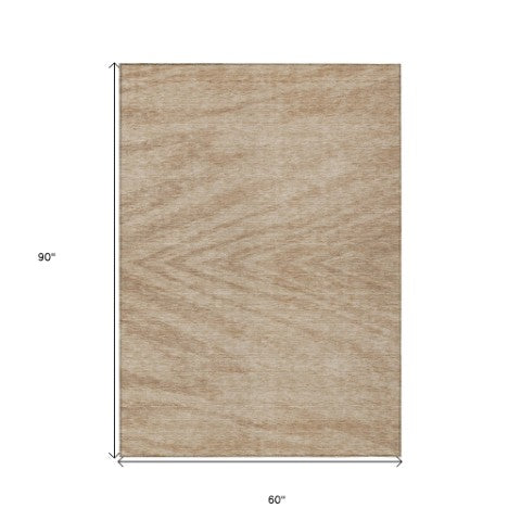 Homeroots 3' Artichoke Green And Gray Abstract Washable Area Rug For Indoor And Outdoor Spaces, Durable Design 5' X 8' Polyester 591544