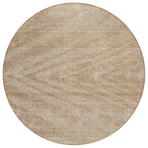 HomeRoots 5' Khaki and Brown Abstract Area Rug - Washable, Durable Design for Indoor and Outdoor Spaces 8' Round 591545