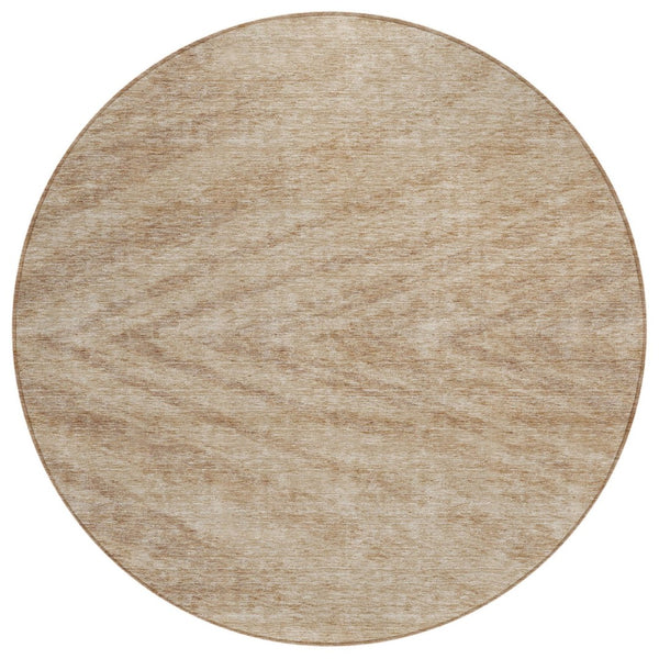 HomeRoots 5' Khaki and Brown Abstract Area Rug - Washable, Durable Design for Indoor and Outdoor Spaces 8' Round 591545
